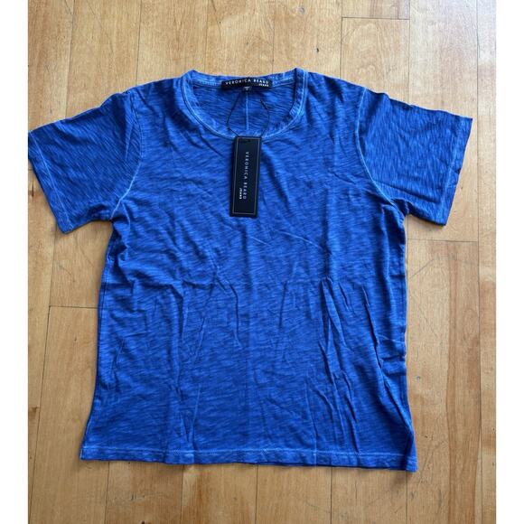 Veronica Beard Lara Crew Neck T-Shirt, Women's Size Medium Blue NWT pima cotton - Picture 1 of 5